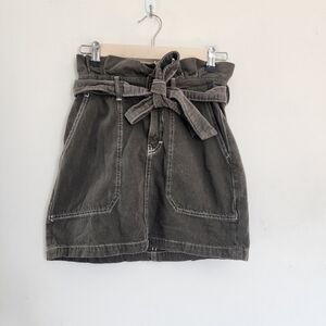 Free People Splendor In The Grass Waist Tie Paperbag Skirt in Army Green size 0